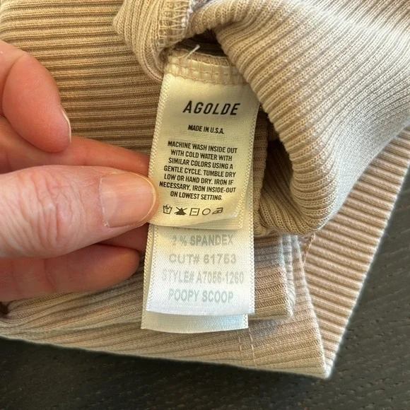 Agolde Poppy Beige Ribbed Tank Top - Picture 6 of 9